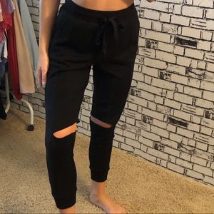 Black Slit Joggers